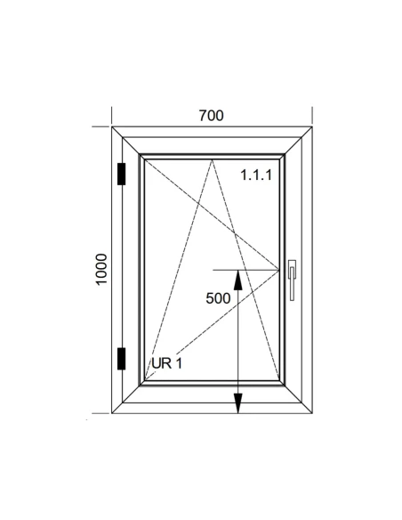 Finestra PVC 70x100 cm Battente/Ribalta Aluplast Ideal 8000