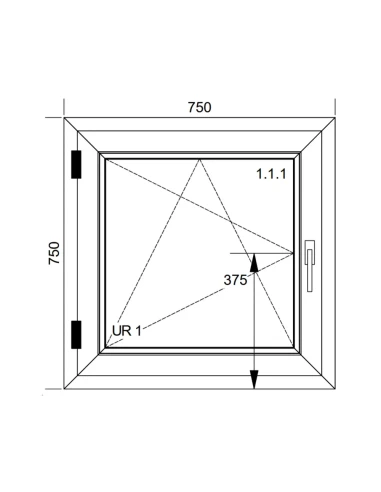 Finestra PVC 75x75 cm Battente/Ribalta Aluplast Ideal 8000