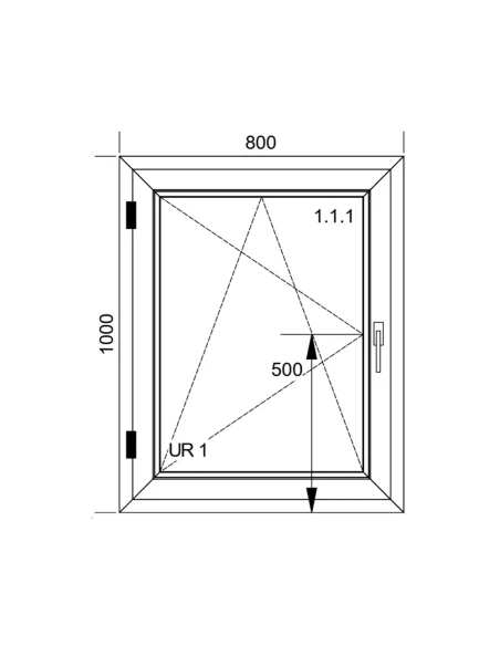Finestra PVC 80x100 cm Battente/Ribalta Aluplast Ideal 8000