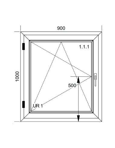 Finestra PVC 90x100 cm Battente/Ribalta Aluplast Ideal 8000