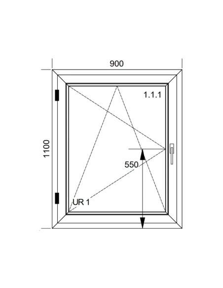 Finestra PVC 90x110 cm Battente/Ribalta Aluplast Ideal 8000