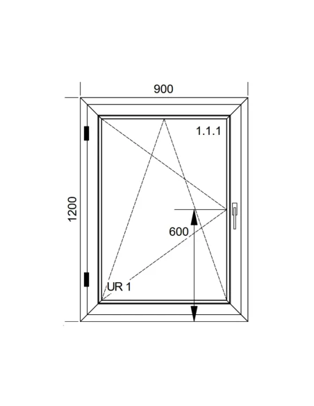 Finestra PVC 90x120 cm Battente/Ribalta Aluplast Ideal 8000