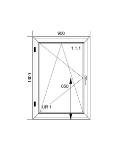 Finestra PVC 90x130 cm Battente/Ribalta Aluplast Ideal 8000 2