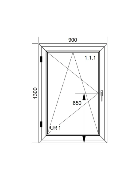 Finestra PVC 90x130 cm Battente/Ribalta Aluplast Ideal 8000