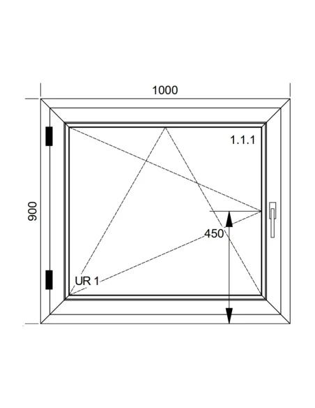Finestra PVC 100x90 cm Battente/Ribalta Aluplast Ideal 8000