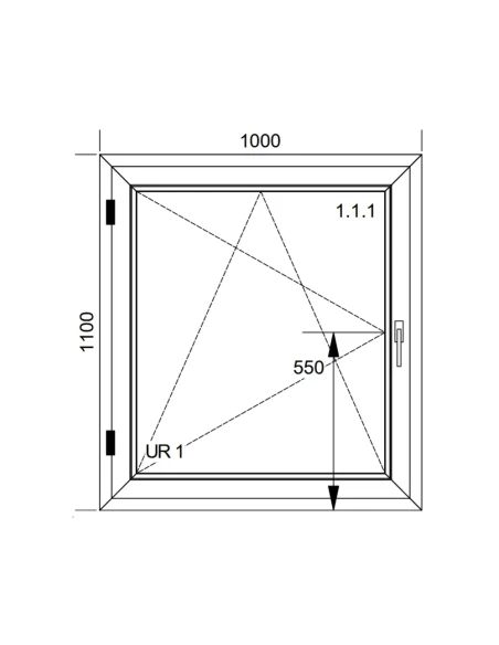 Finestra PVC 100x110 cm Battente/Ribalta Aluplast Ideal 8000