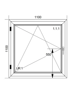 Finestra PVC 110x110 cm Battente/Ribalta Aluplast Ideal 8000 2
