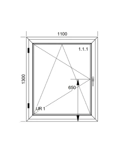 Finestra PVC 110x130 cm Battente/Ribalta Aluplast Ideal 8000 2