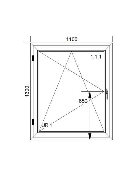 Finestra PVC 110x130 cm Battente/Ribalta Aluplast Ideal 8000