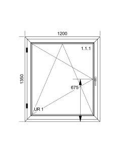 Finestra PVC 120x135 cm Battente/Ribalta Aluplast Ideal 8000 2