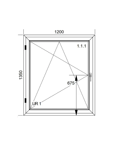 Finestra PVC 120x135 cm Battente/Ribalta Aluplast Ideal 8000