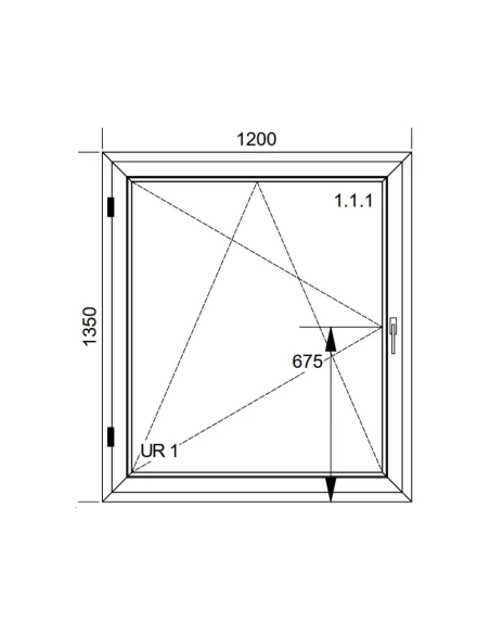 Finestra PVC 120x135 cm Battente/Ribalta Aluplast Ideal 8000