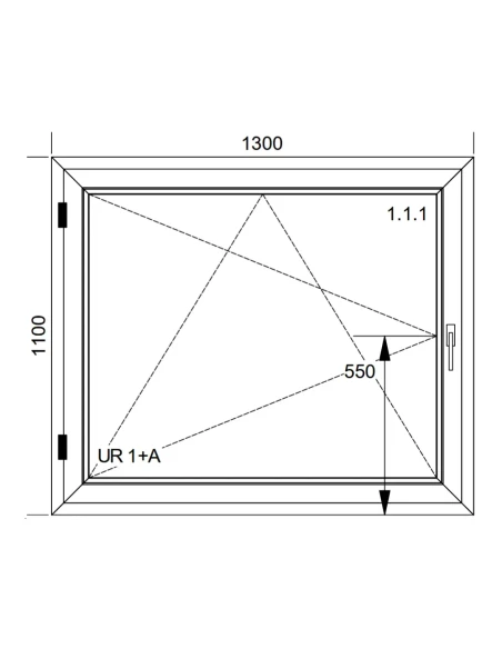 Finestra PVC 130x110 cm Battente/Ribalta Aluplast Ideal 8000
