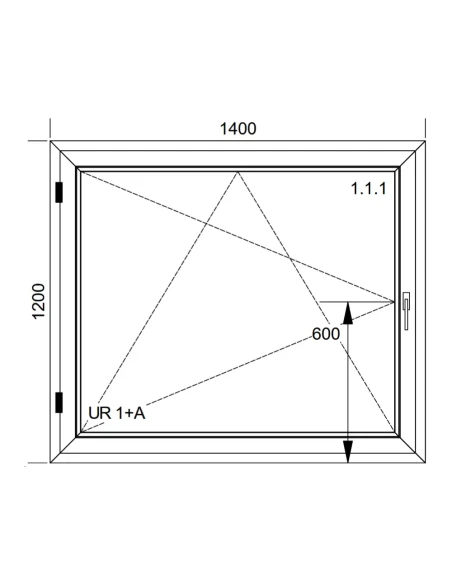 Finestra PVC 140x120 cm Battente/Ribalta Aluplast Ideal 8000