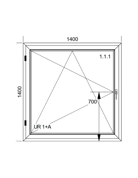 Finestra PVC 140x140 cm Battente/Ribalta Aluplast Ideal 8000