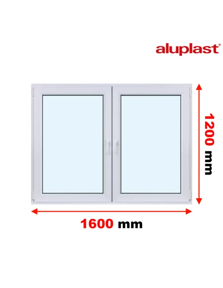 Finestra PVC 160x120 cm Battente + Battente/Ribalta Aluplast Ideal 8000