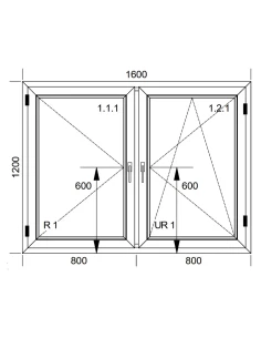 Finestra PVC 160x120 cm Battente + Battente/Ribalta Aluplast Ideal 8000 2