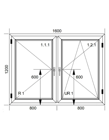 Finestra PVC 160x120 cm Battente + Battente/Ribalta Aluplast Ideal 8000