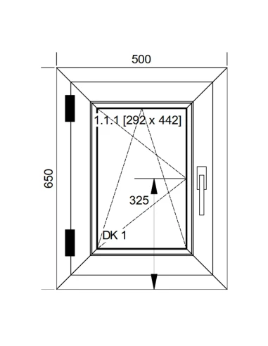 Finestra PVC 50x65 cm Battente/Ribalta Aluplast Ideal 8000