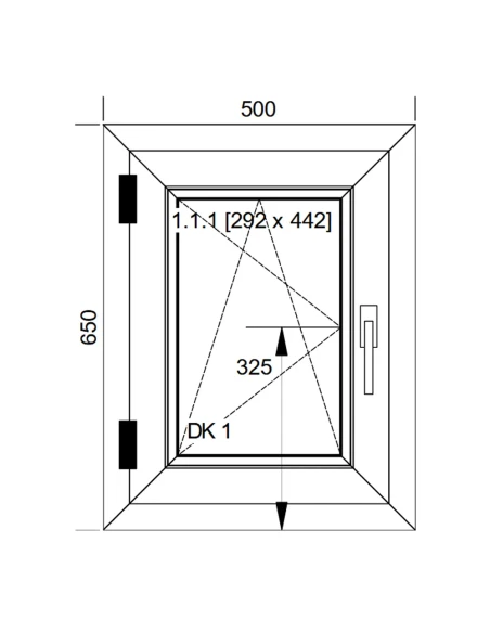 Finestra PVC 50x65 cm Battente/Ribalta Aluplast Ideal 8000