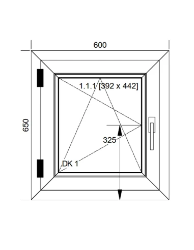Finestra PVC 60x65 cm Battente/Ribalta Aluplast Ideal 8000
