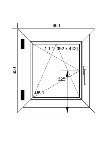 Finestra PVC 60x65 cm Battente/Ribalta Aluplast Ideal 8000