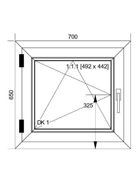 Finestra PVC 70x65 cm Battente/Ribalta Aluplast Ideal 8000