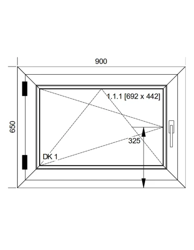 Finestra PVC 90x65 cm Battente/Ribalta Aluplast Ideal 8000
