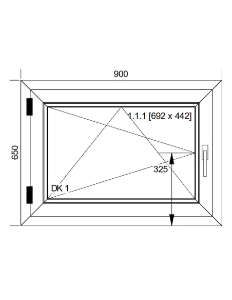 Finestra PVC 90x65 cm Battente/Ribalta Aluplast Ideal 8000