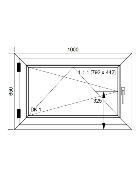 Finestra PVC 100x65 cm Battente/Ribalta Aluplast Ideal 8000
