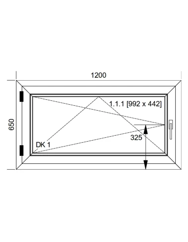 Finestra PVC 120x65 cm Battente/Ribalta Aluplast Ideal 8000