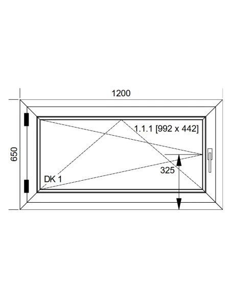 Finestra PVC 120x65 cm Battente/Ribalta Aluplast Ideal 8000