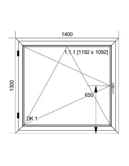 Finestra PVC 140x130 cm Battente/Ribalta Aluplast Ideal 8000