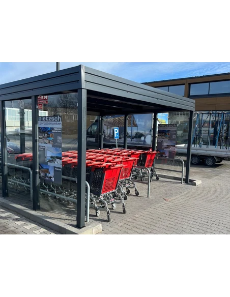 Tettoia per auto Carport in Acciaio 6x6m con pareti 6+0
