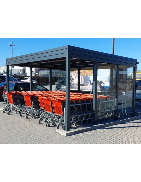 Tettoia per auto Carport in Acciaio 6x6m con pareti 2+0