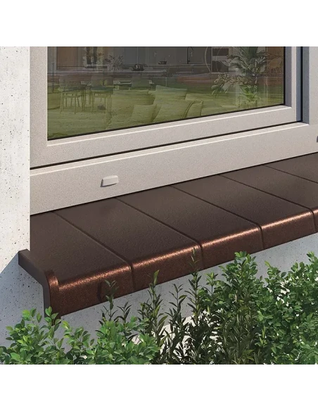 Davanzale esterno in alluminio effetto piastrella - Mattone RAL 8004