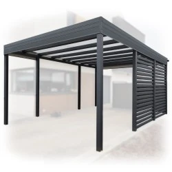Tettoia per auto Carport in Acciaio 3x6 m con pareti 2+0