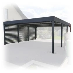 Tettoia per auto Carport in Acciaio 6x6m con pareti 3+0