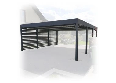Tettoia per auto Carport in Acciaio 6x6m con pareti 3+0