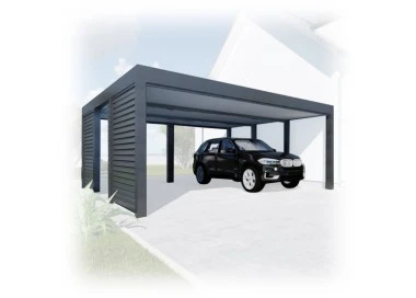 Tettoia per auto Carport in Acciaio 6x6m con pareti 2+0