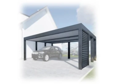 Tettoia per auto Carport in Acciaio 6x6m con pareti 1+0
