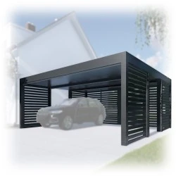 Tettoia per auto Carport in Acciaio 6x6 m con pareti 4+3