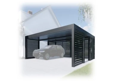 Tettoia per auto Carport in Acciaio 6x6 m con pareti 4+3