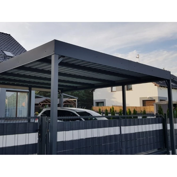 Tettoia per auto Carport in Acciaio 6x6m con pareti 5+0