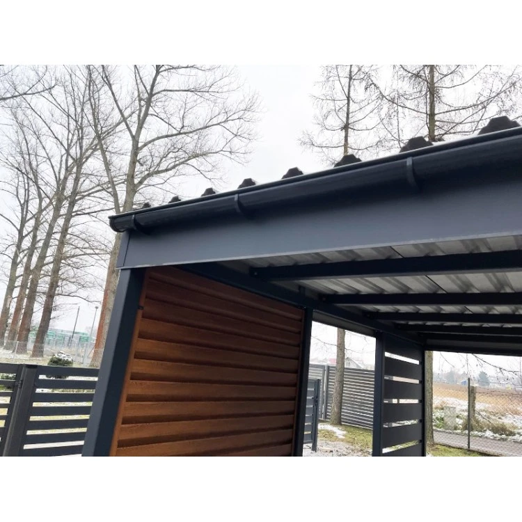 Tettoia per auto Carport in Acciaio 6x6 m con pareti 4+3