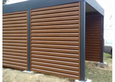 Tettoia per auto Carport in Acciaio 6x6m con pareti 3+0