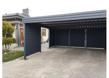 Tettoia per auto Carport in Acciaio 6x6m con pareti 1+0