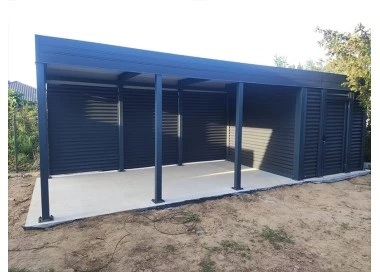 Tettoia per auto Carport in Acciaio 6x6m con pareti 1+0