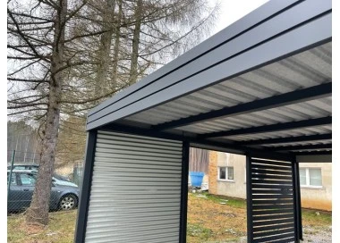 Tettoia per auto Carport in Acciaio 3x6m con pareti 3+1