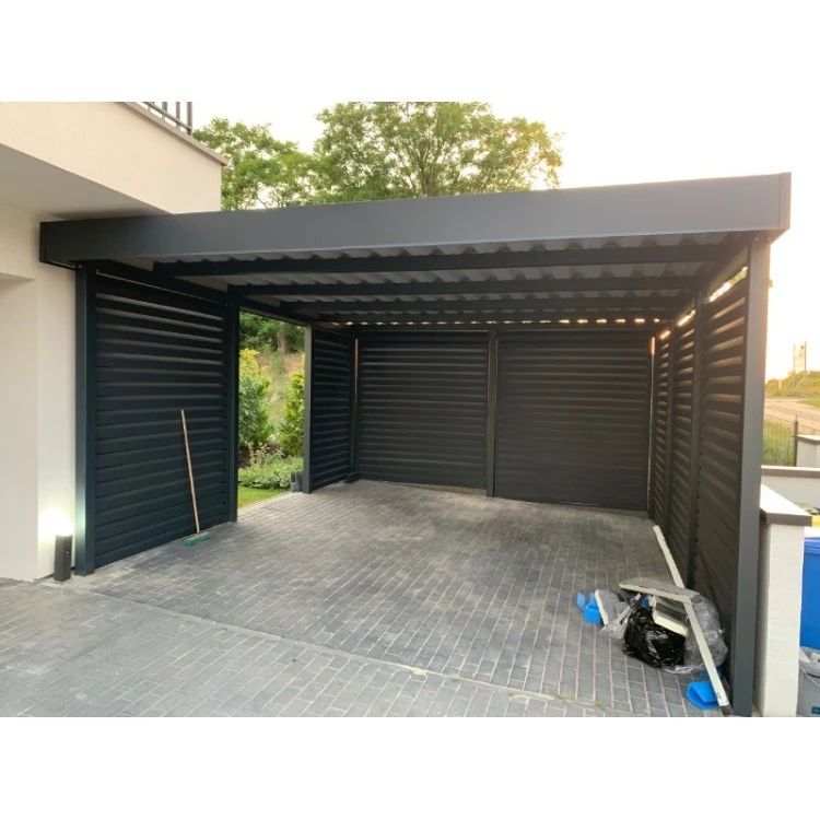 Tettoia per auto Carport in Acciaio 3x6m con pareti 3+1